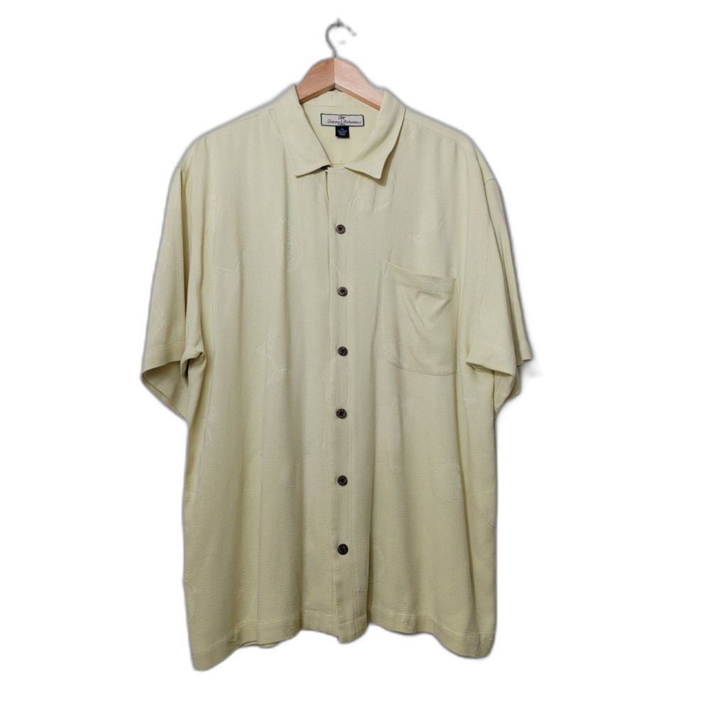 Tommy Bahama 100% Silk Yellow Button Shirt - XL